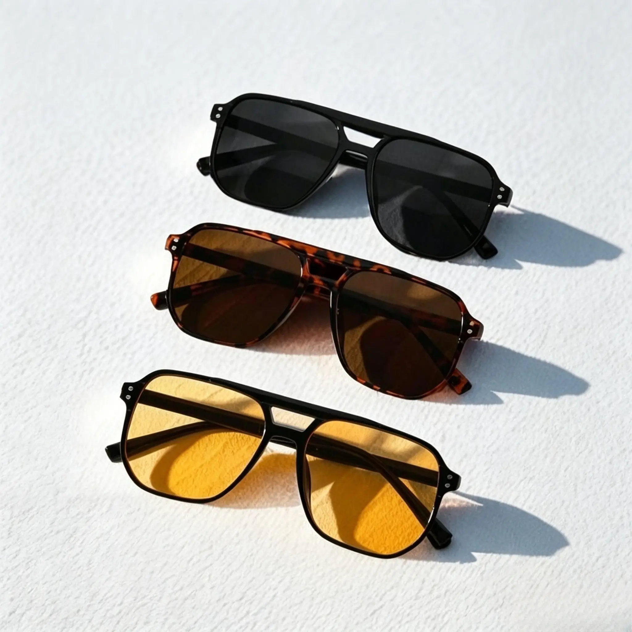 3 Pairs Simple Vintage Street Sunglasses Fashion Accessories Summer Travel Outdoor Sun Glasses
