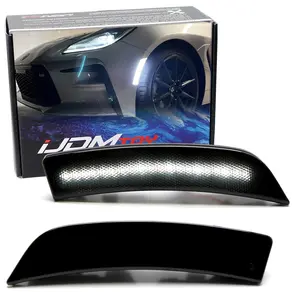 iJDMTOY Black-Out Smoked Lens 36-SMD White Full LED Bumper Side Marker Light Kit For Subaru 2022-up BRZ, For Toyota 2022-up GR86