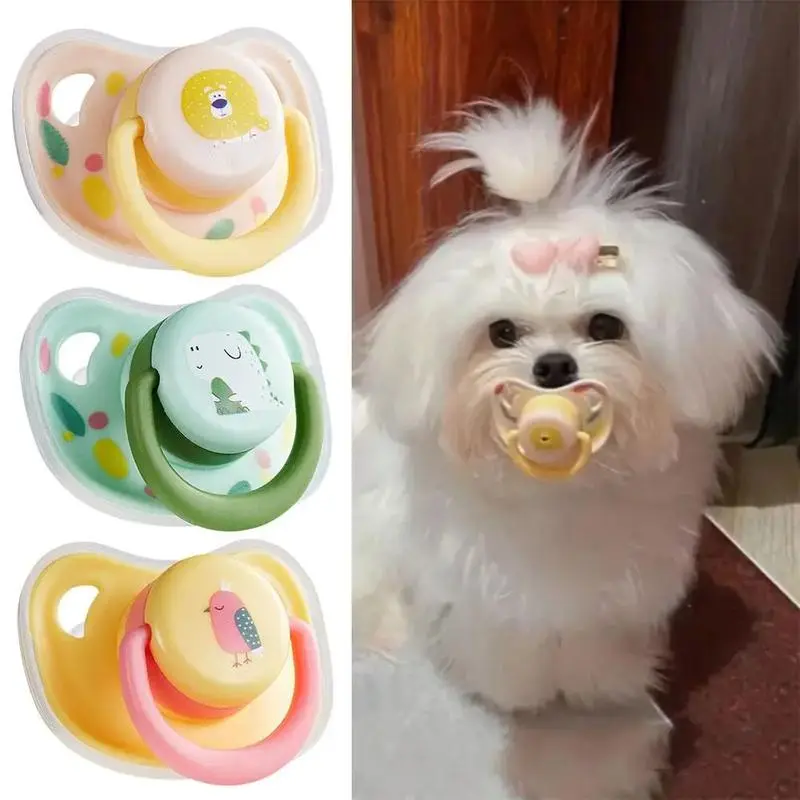 Dog Soothing Pacifier - Soft Silicone 2Cm * 2Cm * 2Cm Puppy Chew/Bone Toy, Small-Size Durable, Good Palatability, Relieves Teething Discomfort, Essential Dog Pet Supply Accessory for Animal Calming