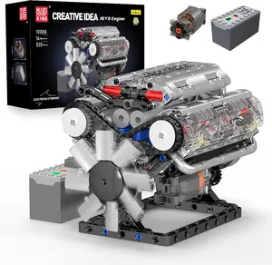 Mould King 10088 V8 Engine Model Kit - 535 Pieces to Build Your Own Mini Engine That Works - DIY STEM Mechanic Engineering Construction for Kids Child Boys Teens Hobby Building Blocks Kit for Adults