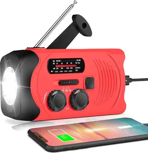 2000mAh Solar Powered Emergency Crank Radio, AM/FM/NOAA, Flashlight & SOS Alarm for Hurricane Prep & Outdoor Survival Solar Hand Crank Emergency Radio