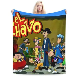 El Chavo Animado Inspired Flannel Blanket - Living Room, Office, Sofa Decoration, Multi-Purpose Gift - Charming Style