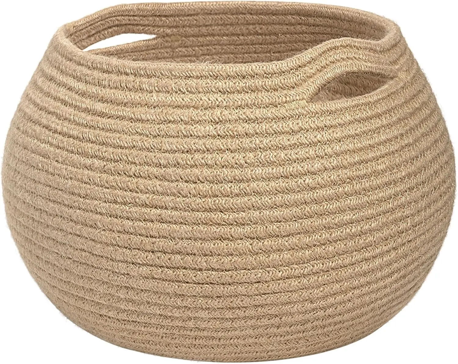 Wicker Storage Basket for Living Room, Small Round Woven Basket for Toys, Towel, Bedroom, Children Corner Decoration Plant Baskets Indoor, Jute, 12.5"D x 8.3"H