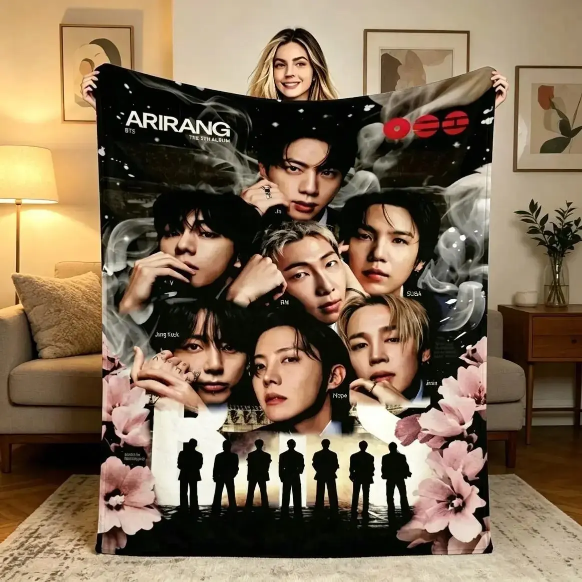 Arirang Blanket Soft Throw for Adults And Children, New Album WouldTour Plush Cozy Warm Flannel Blanket, Bed Sofa Living Room Travel Home Decor Gift