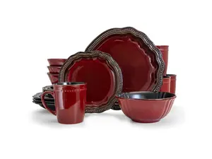 Elama Regency 16 Piece Luxurious Stoneware Dinnerware with Complete Setting for 4 16pc