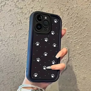 A White Cat Paw Pattern TPU Shockproof Phone Case, Suitable for iPhone 17/16/15/14/13/12/11/XS/XR/X/7/8/Pro/Plus/Pro Max/Air Phone Case, Best Choice for Holiday Gifts TY31