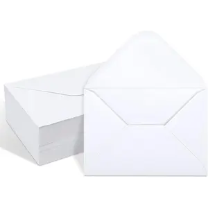 100 Pack White 4x6 Envelopes, Contour Flap A4 Envelopes for Engagement Invites, Weddings Invitation, announcements,  shower,  for RSVP Card 120gsm, 4.5 x 6.4 Inches -  Recycled