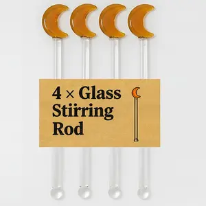 4 Glass Stirring Sticks, Mini Coffee Mixer, Ideal for Mixing Drinks, Beverages, Coffee, Honey Water, Powder Stirrer, Spoon/moon Design, Home Bar Accessories