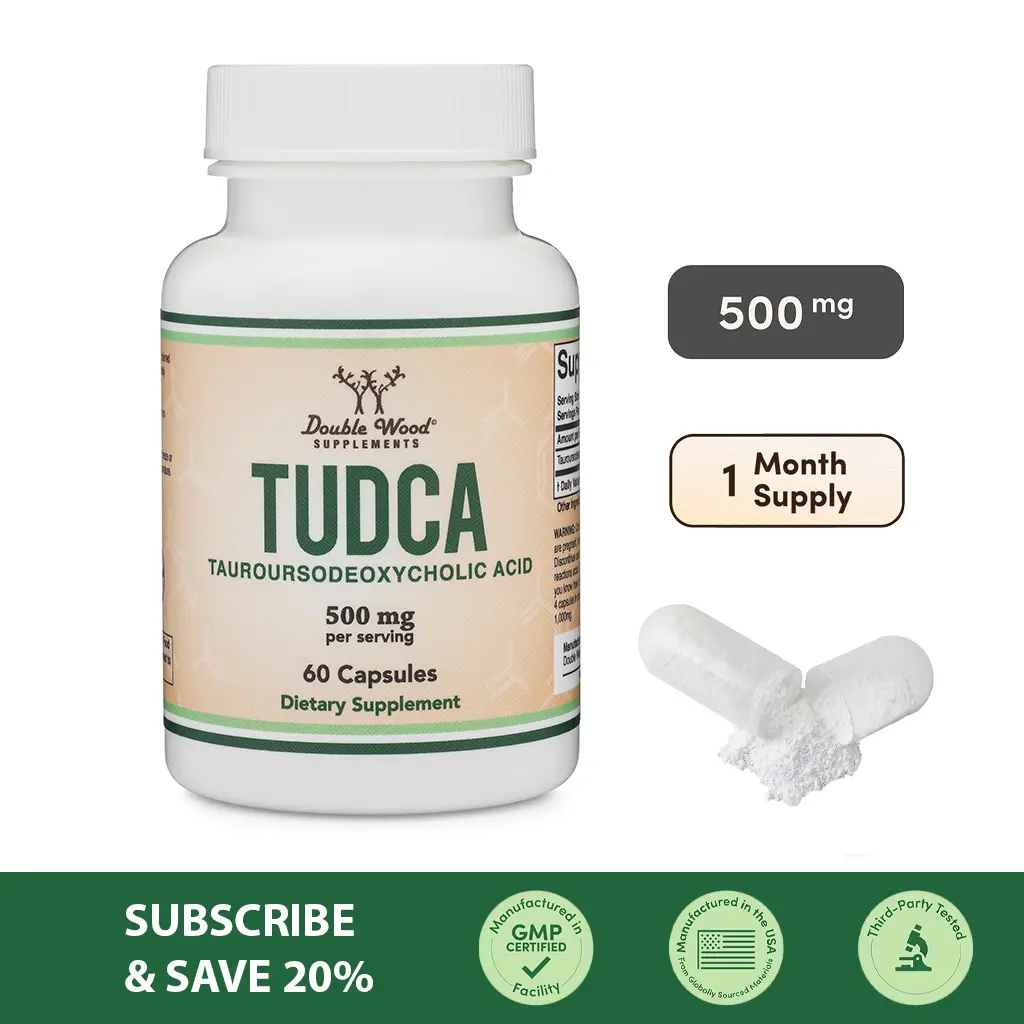 Tudca | 500 mg | 60 Count | Support Liver Regenesis | Support Eye Health | Double Wood Supplements