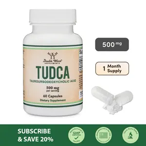 DOUBLE WOOD SUPPLEMENTS Tudca 500mg Healthy Gut Probiotics 60 Capsules for Digestion Neuroprotection US Edible Healthcare Brain Booster