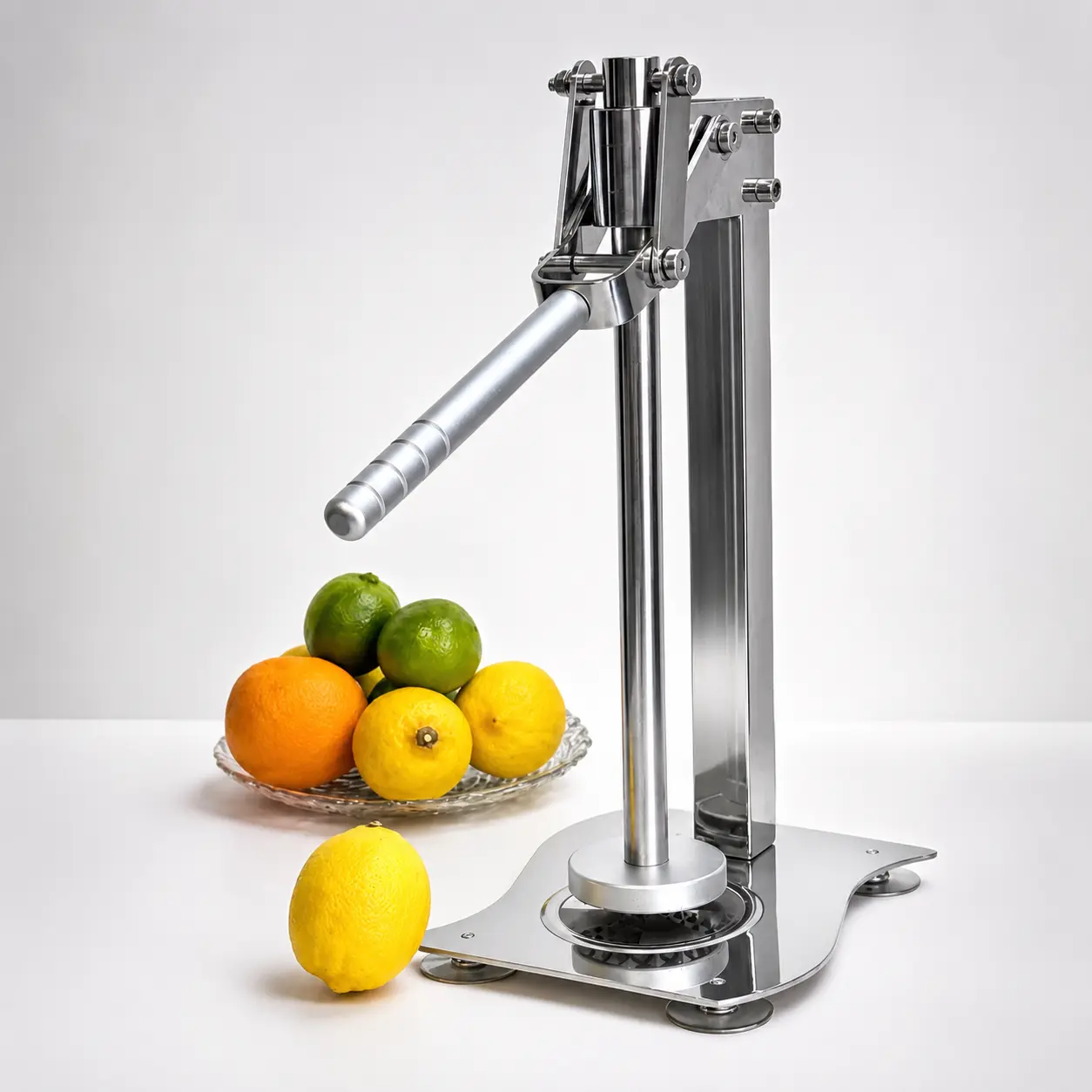 2-in-1 Stainless Steel Manual Fruit Press Squeezer - Kitchen Utensil for Smooth Juicing, Citrus Extraction, Nut & Spice Grinding