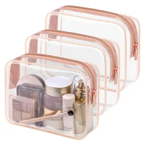 TSA Approved Clear Toiletry Bag - Quart Size Travel Cosmetic Bag for Carry On, Leakproof & Durable for Shampoo, Makeup & Liquids