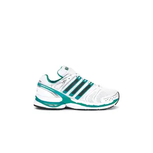 adidas Originals X Sporty & Rich Adistar Control 5 Sneaker in Footwear White, Carbon & Pure Teal