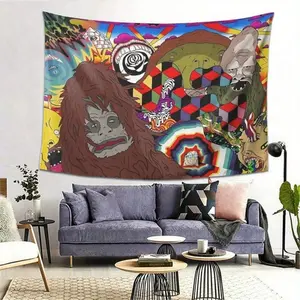 Vibrant Big Lez Show Tapestry | Polyester Velvet Fabric  Cartoonish Characters  Colorful Patterns  Bold Typography  No Power Needed  Bedroom Wall Art  Soft Texture  Room Decor