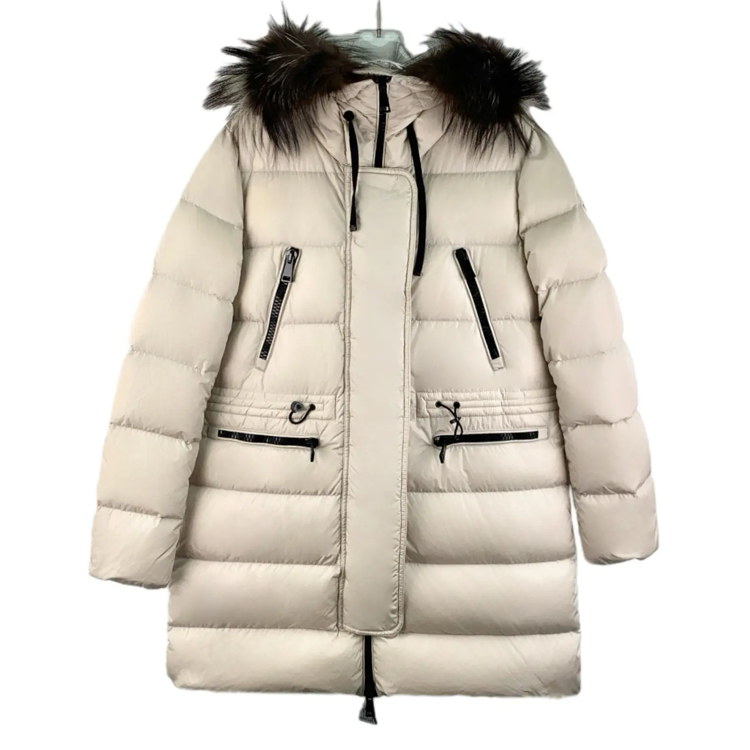 RDLT— Moncler Aphrotiti Beige Logo Fur Hood Down Jacket Size 3