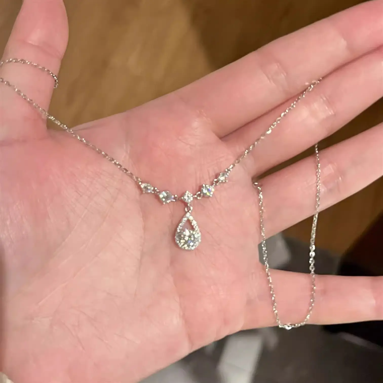 Luminous Teardrop Crystal Necklace