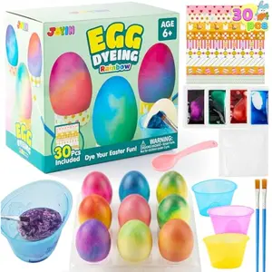 37 PCS Wrap Art Easter Egg Dye Decoration Kit Multicolor Dye Pack with Brushes, DIY Egg Coloring Set for Kids Easter Activities, Theme Party, Basket Hunt Fun Creativity Activity.