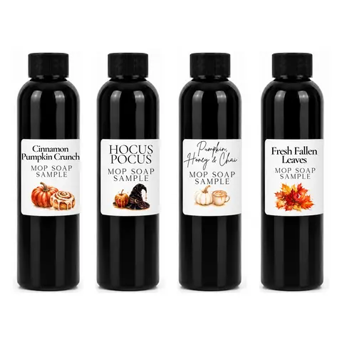 Fall Mop Soap Sample Pack | 4 Scented Floor Cleaners | Concentrated Mopping Solution for Sealed Floors | Cozy Autumn Fragrances