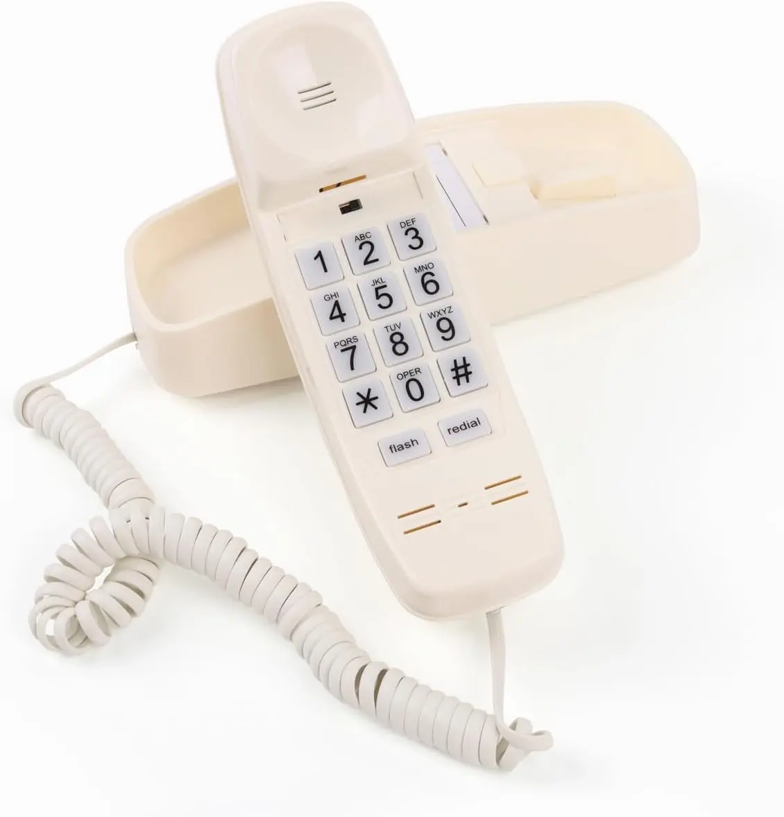 Landline Phones for Home, Corded Phone Requires No Power, Vintage Princess Phone Features Backlit Buttons, Works During Power Outages, Volume Control, Retro Wall Phone - Beige Telephone