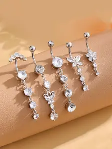 Elegant Butterfly Style Belly Ring Set, Stainless Steel Navel Piercing Jewelry, Body Piercing Jewelry for Women, Perfect Birthday Gift & Party Decoration