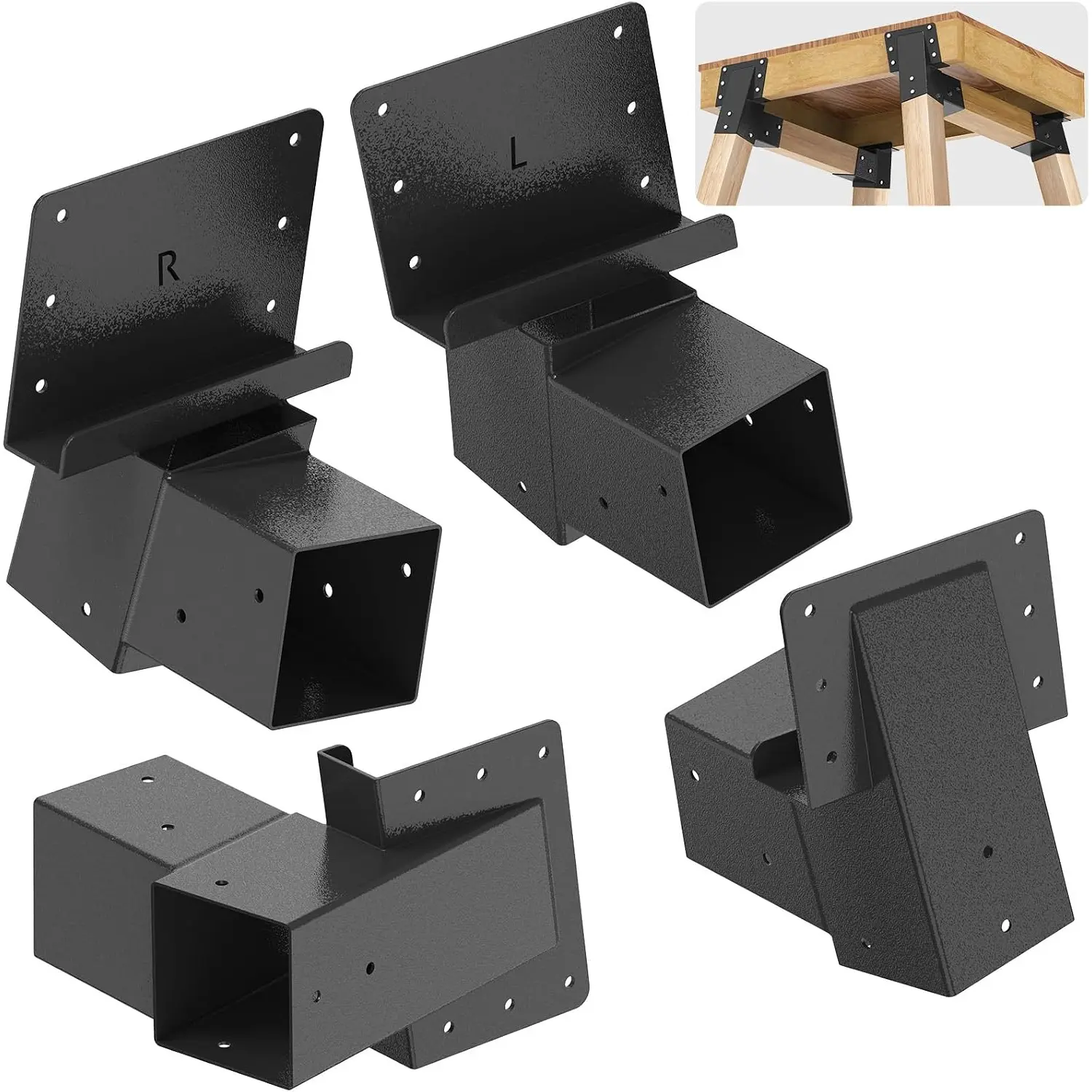 Deer Stand Brackets 4x4, Black Deer Blind Elevator Brackets for Outdoor Hunting Platforms