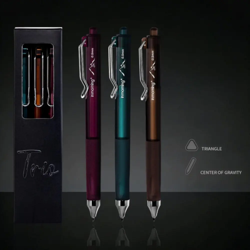New Black High-Capacity Neutral Pens (3-Pack) - Dark Business Plain Design, Low Center of Gravity, Triangular Posture Correction, ST Nib, Smooth Quick-Drying Continuous Ink, Office Stationery Supplies for Study & Office Writing, Smooth Continuous