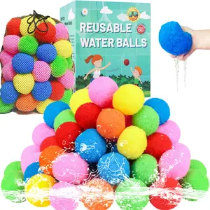 60 Pcs Reusable Water Balls – Soft Soaking Cotton Splash Balls for Pool, Backyard, Outdoor Summer Games for Kids & Adults