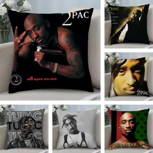 2P-PAC Tupac S-Shakur Cushion Cover Soft Short Plush Fabric Double-Sided Print | Organic, Breathable,Sofa Pillow Case,Invisible zipper Mite Removal Durable Materia | Warm Winter Home Child Gift