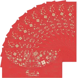 Christmas  Envelopes,/ Envelopes  Stamped Hollow Design10PCS,for Christmas/Chinese  Year/Party/Holiday/Family/  Envelope (Red, 7.1 x 3.5 inches)