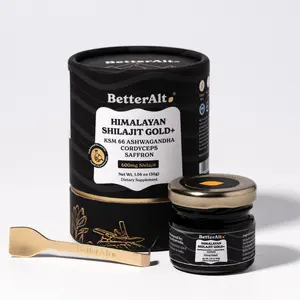 BetterAlt Cordyceps Shilajit Resin | with KSM-66 Ashwagandha, Safed Musli | Lab-tested | Pre-Workout for Muscle Recovery, Performance | 75 Sevings