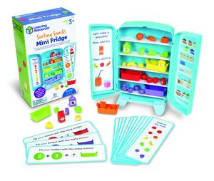 Learning Resources Sorting Snacks Mini Fridge - Play Food, Toddler Kitchen, Montessori , Color Sorting Sensory, Gifts for Boys and Girls, Preschool Games, Fine Motor Skills, Counting, Kindergarten