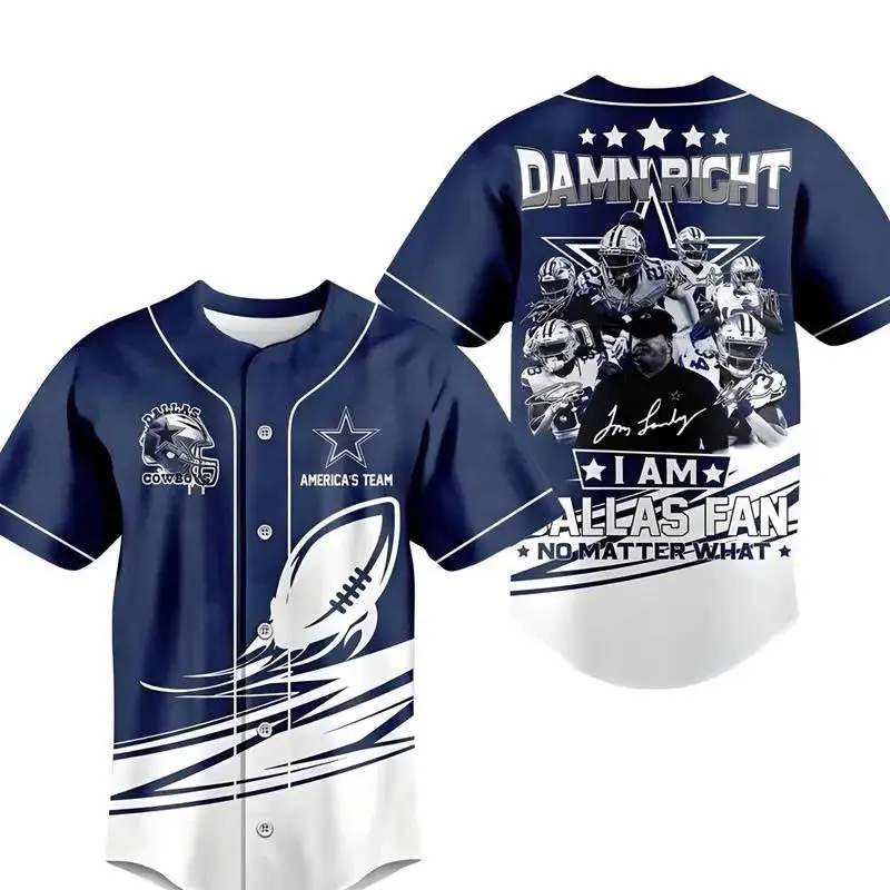 Cowboys Baseball Jersey | Men's Fan Apparel | Football Team Shirt | Casual Streetwear | Breathable & Lightweight Fabric | Gift for Him | Vacation & Summer Top All 3D Print