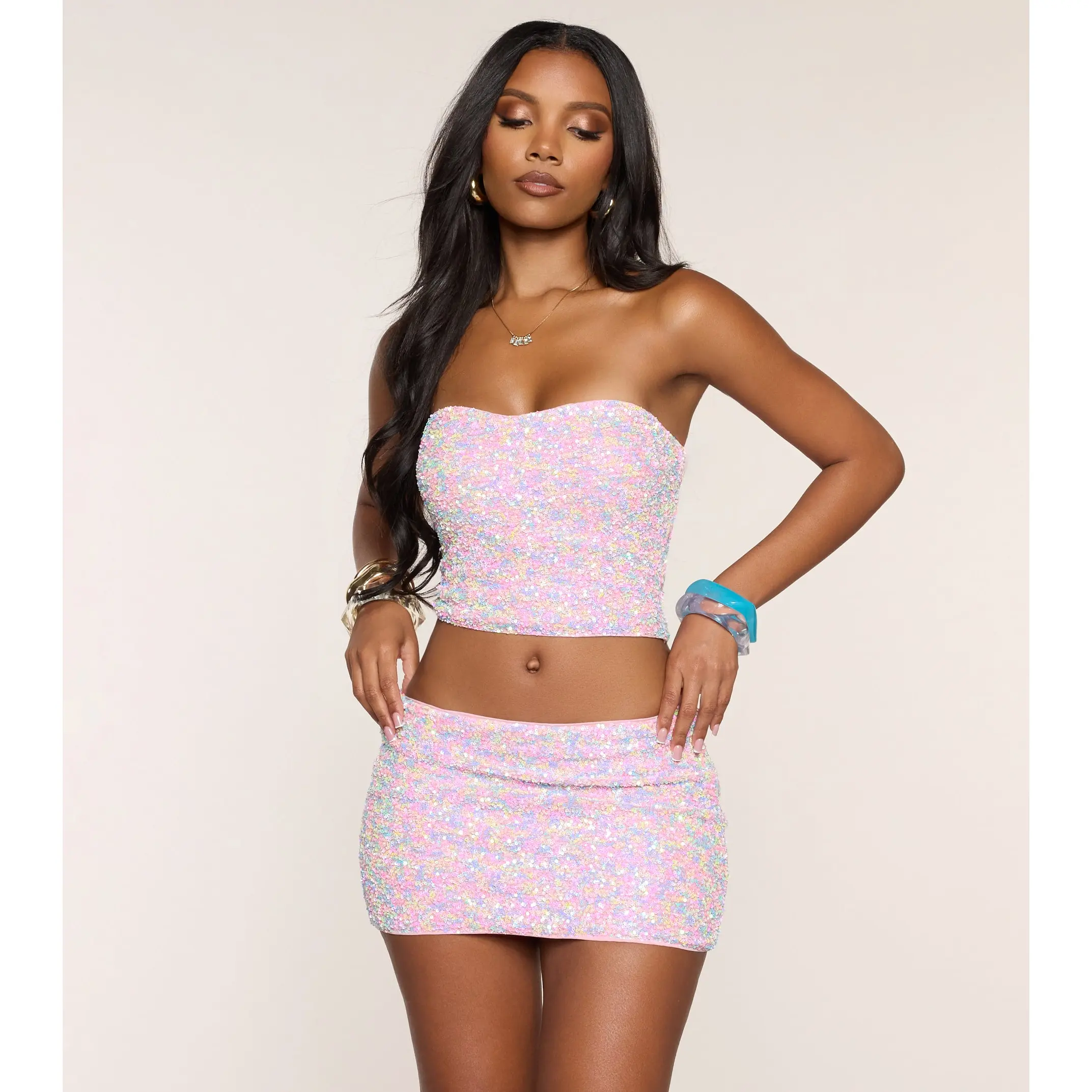 Pop Off Sequin Tube Top