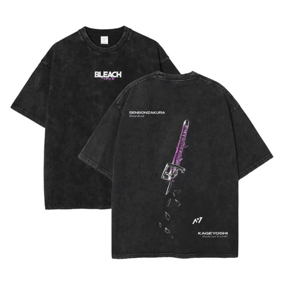 Bleach - Byakuya Streetwear Shirt, Japanese Anime T-Shirt, Unisex Anime T-Shirt Cotton, Streetwear Man Top Fabric Menswear，Gifts for anime fans: Bleach anime merchandise