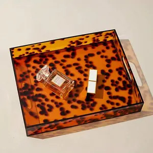 Acrylic Tray, French Fashion Tortoiseshell & Leopard Print, Luxurious Home Decor, Modern Minimalist Design, Ideal for Fall Season, Bathroom Accessories Organizer