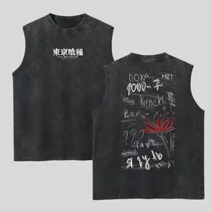 Ken Kaneki Tokyo Ghoul Washed Tank Top, Gym Essential, Vintage Casual Crewneck Sleeveless Menswear T-shirts Classic Cotton Fabric Streetwear