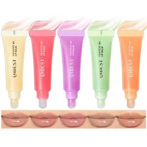 Plumping Lip Oil 5 Packs Hydrating Lip Glow Oil Fruit Extract Lip Gloss Moisturizing Lip Balm and Tinting for Dry Lips Skincare Moisturize
