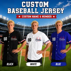 Custom Name & Number Baseball Jersey, Personalized Team Sports Shirt, Button Up Fan Apparel