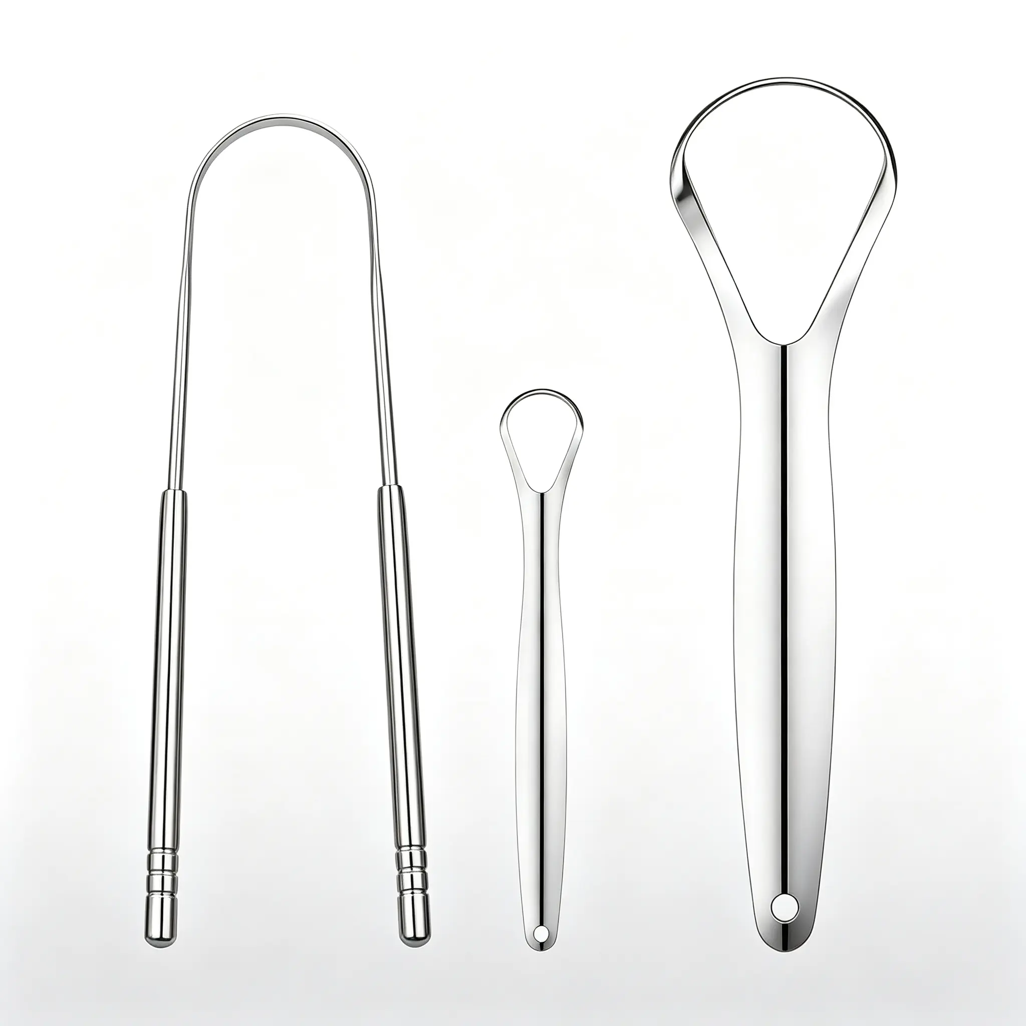 3 Pack Stainless Steel Tongue Scraper Set, Reusable Metal Tongue Cleaners for Adults, Oral Hygiene Tools to Reduce Bad Breath, Multiple Shapes Tongue Scrapers for Home & Travel