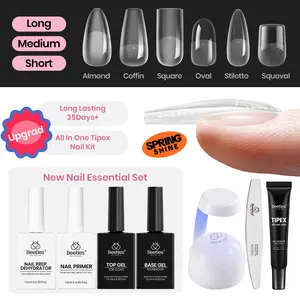 Beetles Tipex Pre-Building Instant Apex Nail Tips –  Square Stiletto Almond Coffin,  Pre-Etched, Thick Full Cover Acrylic Tips Manicure Art DIY Gift for Women Cutics