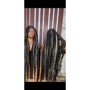 Knotless Braids Wig with Highlights - Lightweight Design, Perfect for Everyday Wear