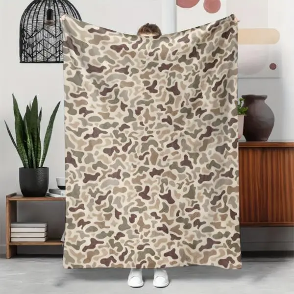 Camo Print Outdoor Blanket Ultra Soft Lightweight Fabric Essential For AC Rooms Camping Trips Home Office Use Versatile All Scenario Comfort Machine Washable Multi Functional Gear warm cozy