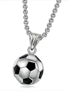 Football Pendant Necklace, Men's Stainless Steel Jewelry, Birthday Gift, Daily Decoration