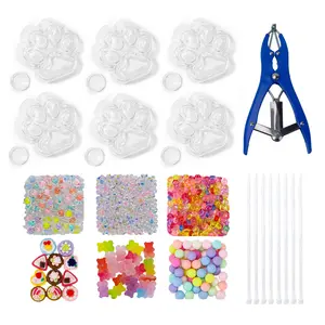 DIY Handmade Stress Relief Fidget Ball Kit, Candy Series, Includes 6 Accessories, 6 Transparent Cat Paw Balls, Perfect for Kids' Gifts