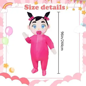 96 Inch Giant Inflatable Adult Baby Costume Baby Blow Up Costume Boy and Girl Gender Reveal Costume Halloween Cosplay
