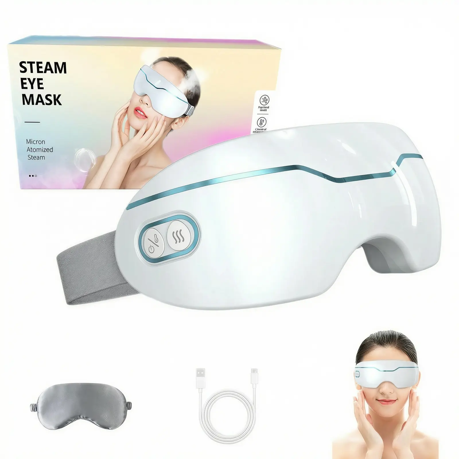 Eye Steamer for Dry Eye, Steam Therapy Mask 2 Levels, Adjustable Steam Eye Massager with Heat, Smart Hot & Cold Nano Mist Eye Moisturizing, Gifts for Family