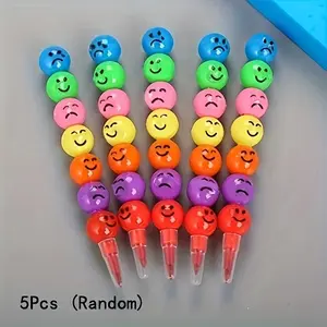 5pcs Pack Color Crayons Suitable for School, Classes & Favors - Plastic Crayons with Multicolor Sticks, for - Birthday, Christmas, for Favors, School Supplies