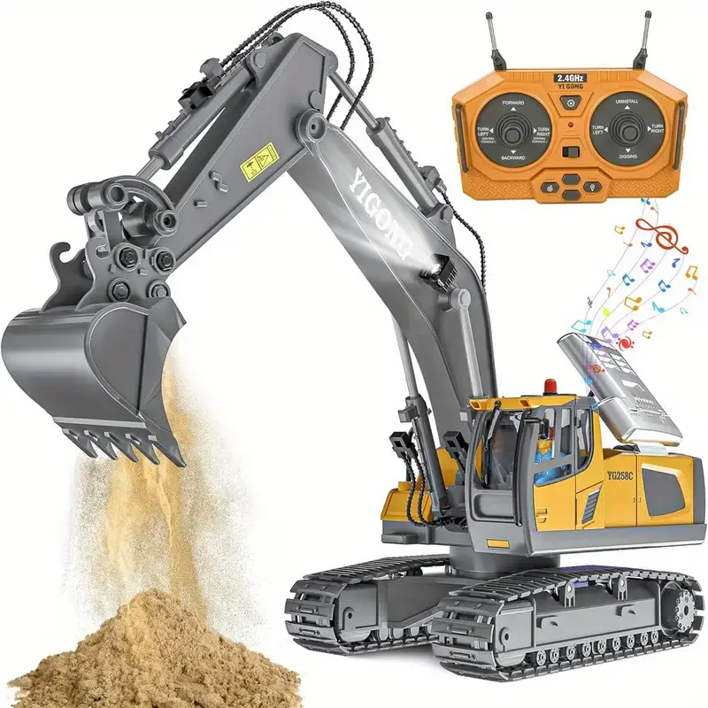 1:20 Scale RC Alloy Excavator Toy, Multi-Functional RC Construction Vehicle for Complex Terrain, 2.4G Wireless Remote Control, USB Charging, Durable Realistic Design, Ideal Gift for Kids, Rc Construction Vehicles
