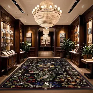 Vintage Floral Pattern Floor Mat, Non-slip Washable Floor Carpet, Decorative Area Rug for Home Living Room Bedroom Kitchen