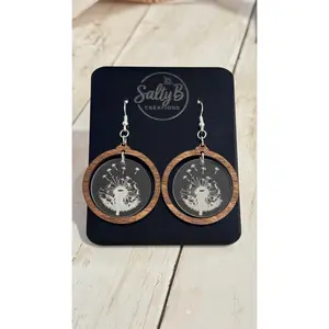 Dandelion Wish Earrings – Laser Engraved Acrylic with Wooden Frame